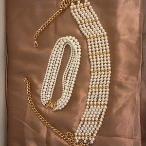 Faux Pearl Belt and Faux Pearl Necklace - Excellent Used Condition